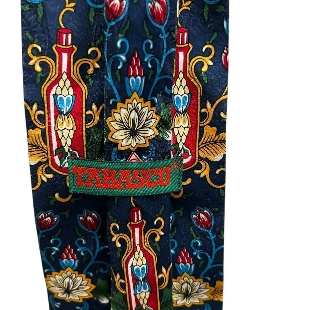 Tabasco 100% Silk Novelty Tie – Hot Sauce Bottle Pattern – Made in USA